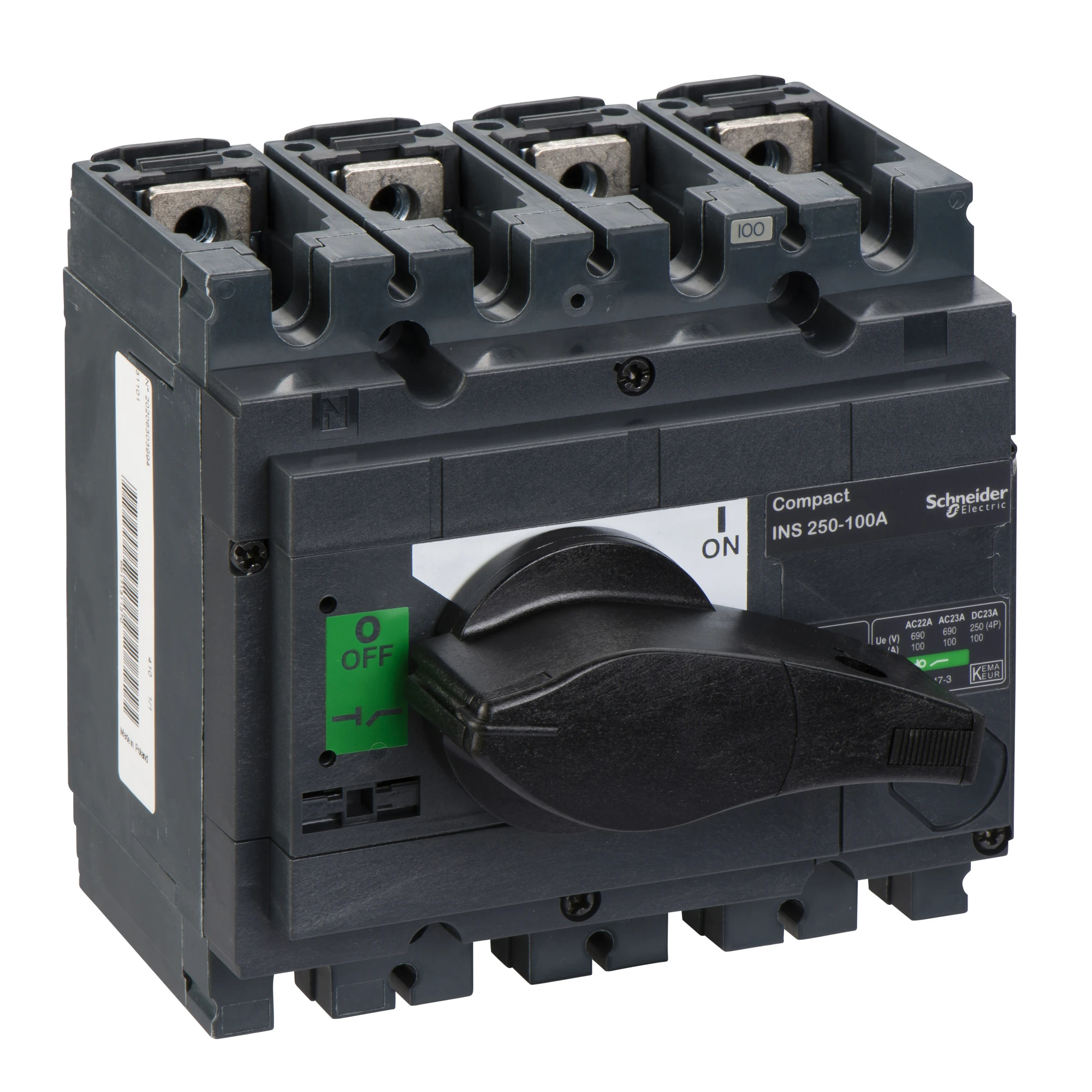 SECCIONADOR COMPACT INS 250 4P 100AESTANDAR MANETA NEGRA
