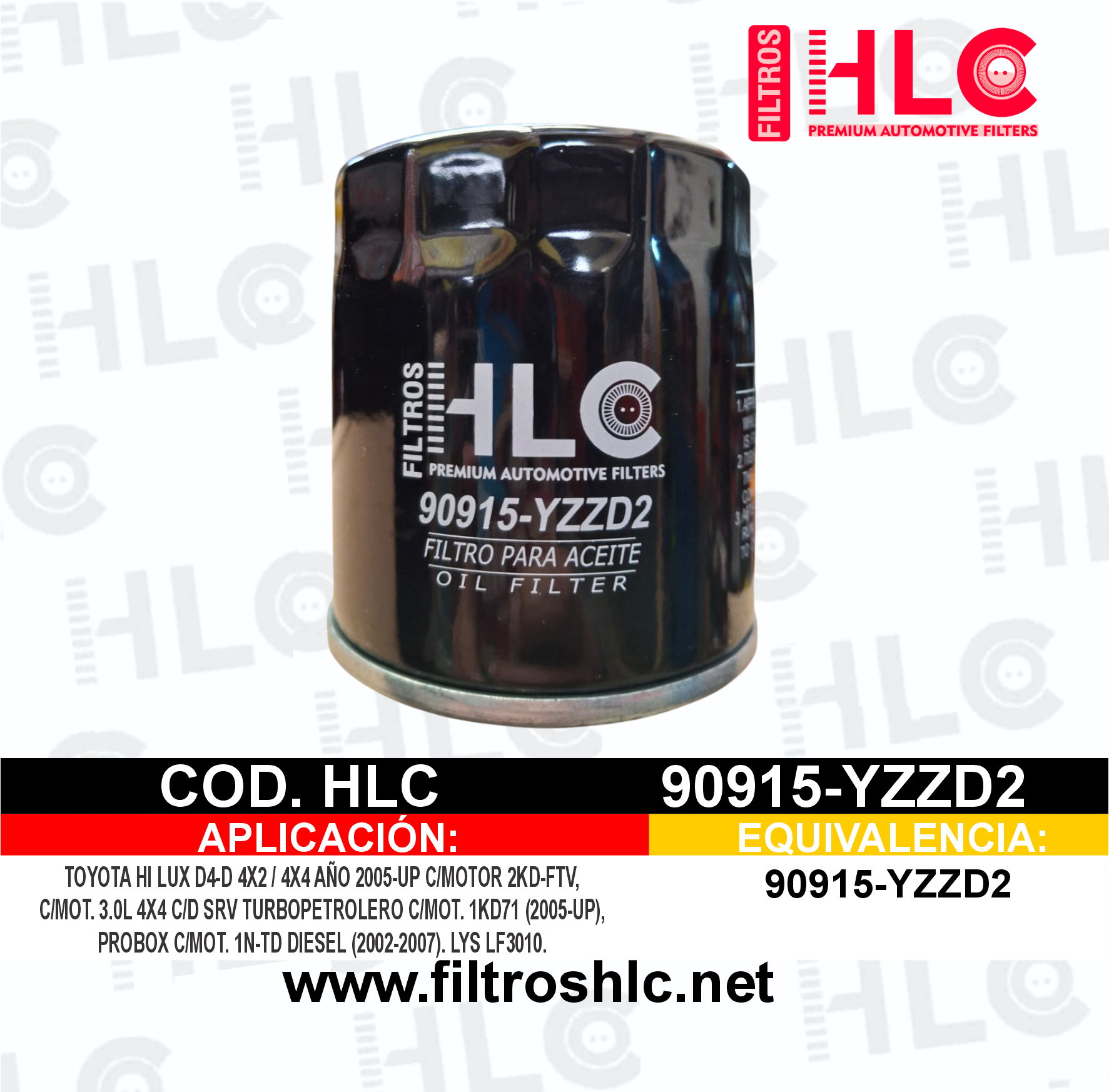 HLC FILTRO DE ACEITE 90915-YZZD2
