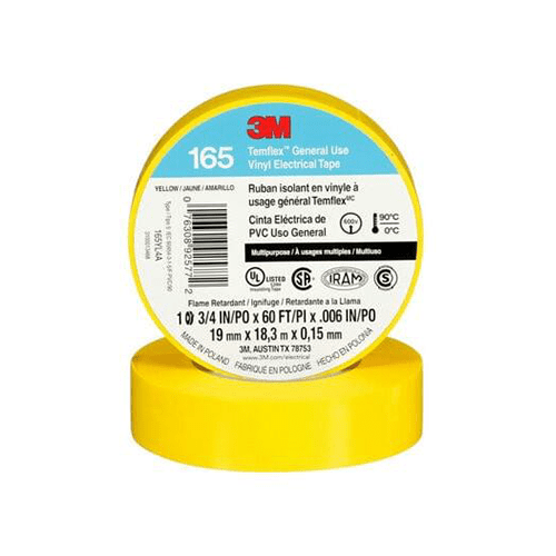 CINTA ELECTRICA AISLANTE DE VINIL AMARILLO 165 - USO GENERAL-19mmx18,3mx0.15mm (3M)