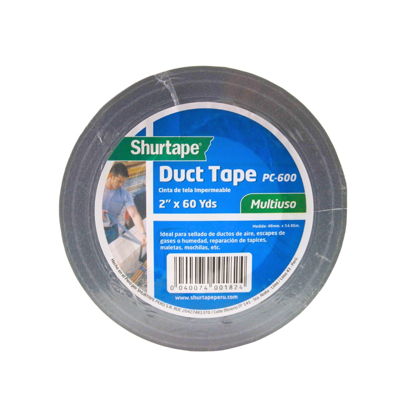 CINTA DE TELA IMPERMEABLE-DUCT TAPE DE 2''x60Yds  - SHURTAPE