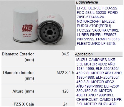 FILTRO WILLY BUSCH BLS-5E